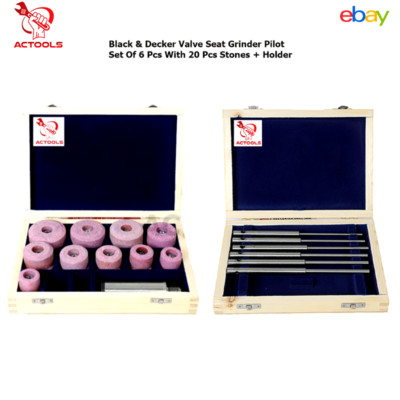 Black & Decker Valve Seat Grinder 6 pcs Pilot With 20 Pcs Stones + Holder USA