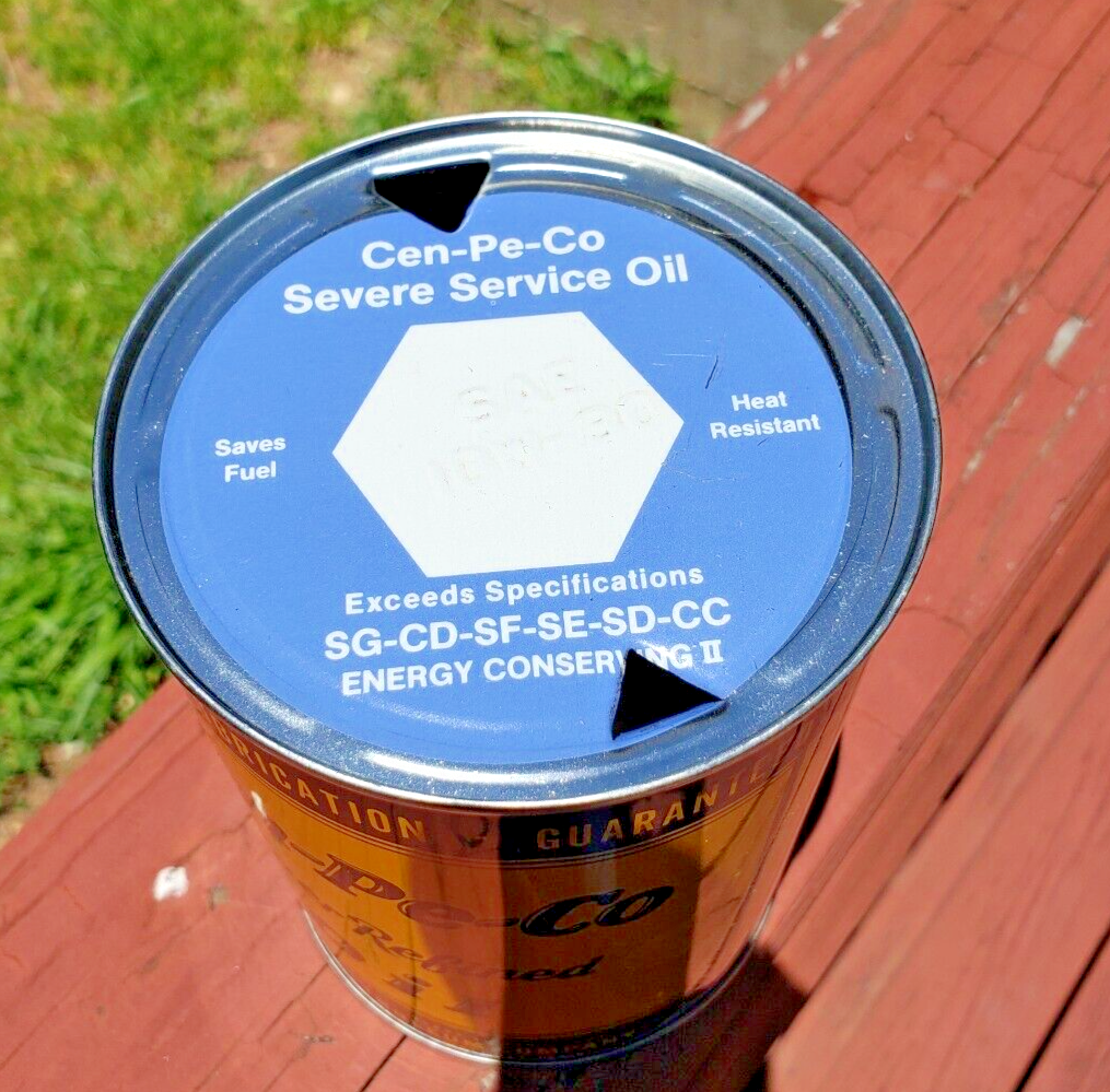 Vintage CenPeCo Motor Oil Can quart metal, central petroleum company