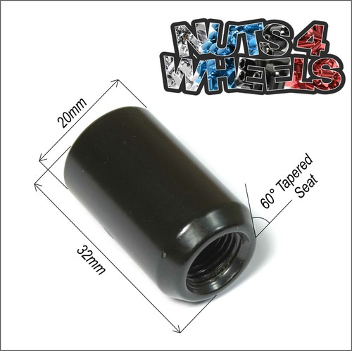 20 x Black Tuner Wheel Nuts Fits Ford Fiesta MK5 MK6 with Aftermarket Alloys - Picture 2 of 4