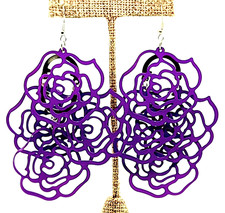 Bohemian Long lightweight purple color Flower shape Hook Dangle fashion Earrings