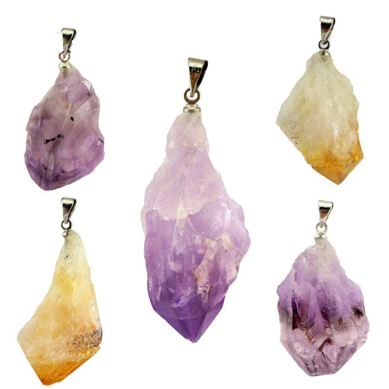 Genuino Hecho a Mano Enorme Púrpura Amatista Ágata Piedras Preciosas Collar Colgantes Plata Foto 4 de 4