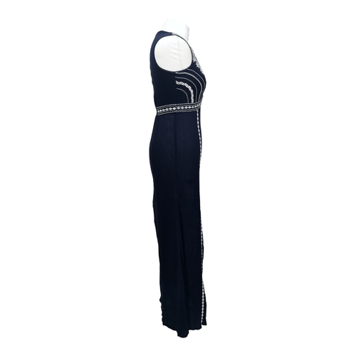 MONSOON Navy 100% Cotton Maxi Dress Size Small Embroidered Indian Mirror Work - Picture 8 of 24