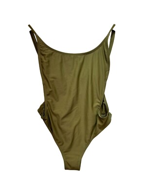 Sunny Co Clothing One Piece Swimsuit Womens M Olive Sleeveless Open Back Beach