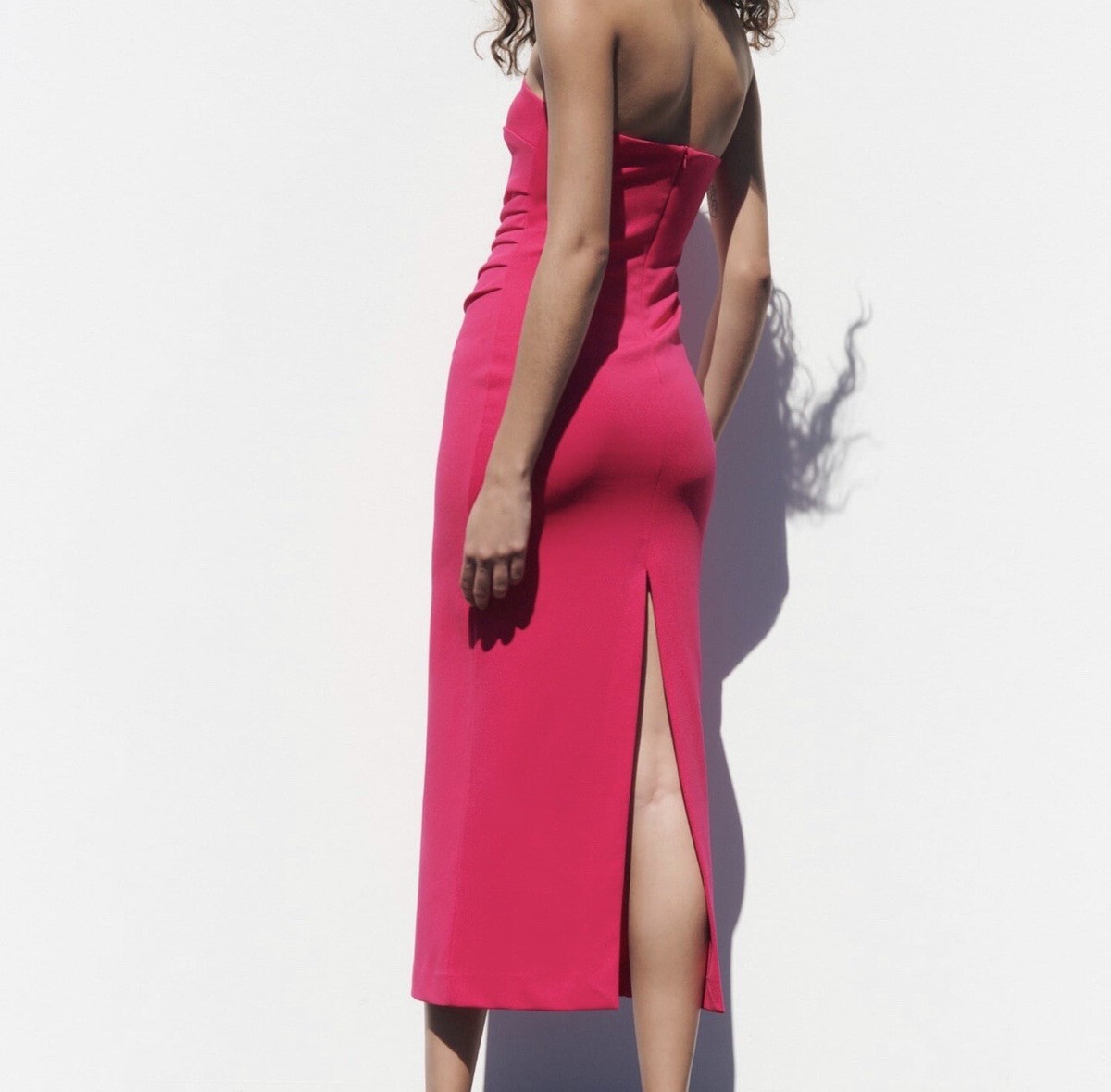 hot pink prom dress long sleeve Deep V-Neck Hot Pink Mermaid Long Prom Dress with Balloon Sleeves –  FancyVestido main image 0