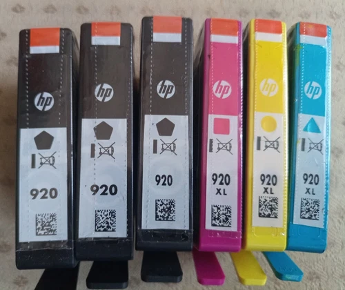Original HP 920x3 Schwarz & HP 920XL Cyan, Magenta, Gelb. 6 Tintenpatronen