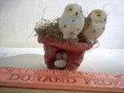 2 Mini Owls in handcrafted flower pot w/light and tiny eggs — photo 1