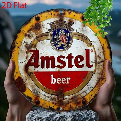 Vintage Amstel Beer Tin Metal Signs Home Décor 8x8 Wall Rustic Distressed Alumi