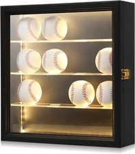 16 Baseball Display Case with LED Light Acrylic Baseball Holder for Balls UV Pro