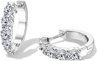 Creolen Ohrringe 925 Sterling Silber 14K Vergoldet Zirkonia Huggie Damen