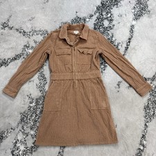 J Crew Womens 4 Textured Knit Shirt Dress Brown Utility Half Zip Long Sleeve