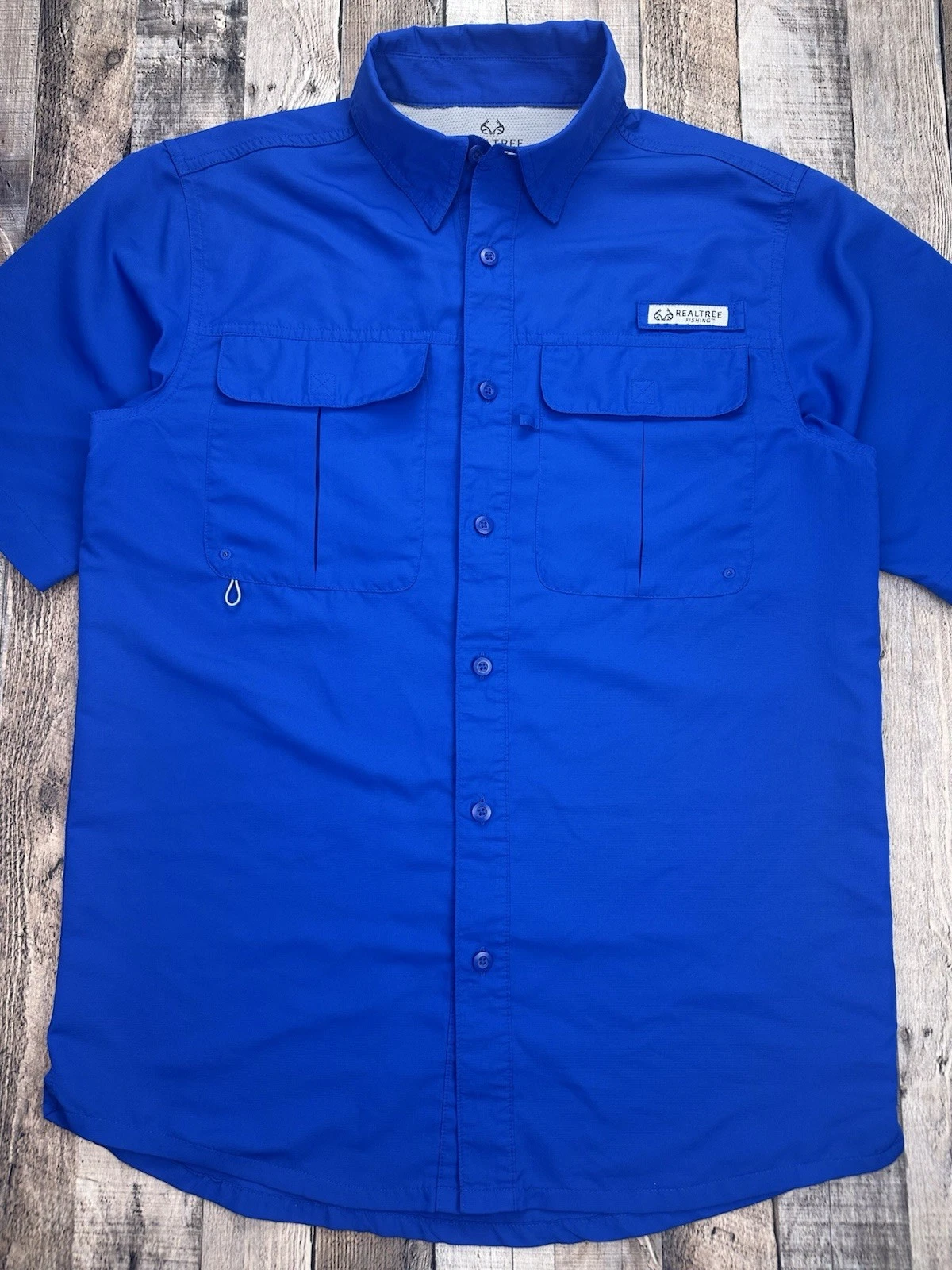 Realtree Fishing Shirt Men’s Small Blue Short Sleeve Vented Performance