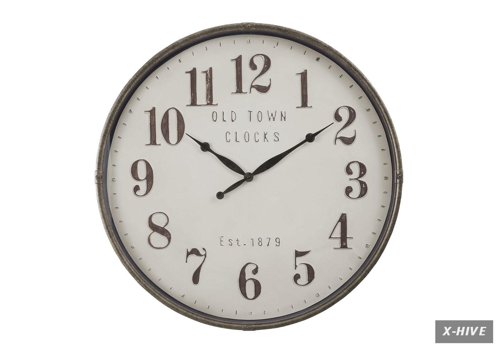 I 9024 Clocks, 30" Round, Large Oversized, Wall Clock, Brown, Transitional