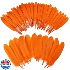 iHUFeather 270pcs Orange Goose Feathers for Crafts 2 Styles 4-7 inch Bulk Nat