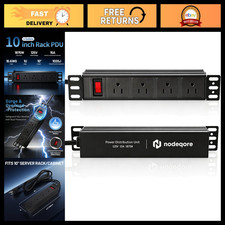 10" Rack PDU Power Strip, 4 Outlets, 1020J Surge Protection, 15A Switch, 1U Moun