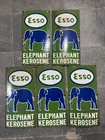 Lot of 5 Vintage Esso Elephant Kerosene Porcelain Enamel Sign 24x12".