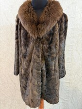 Vintage Dark Ranch Mink Fur Coat with Full Fox Shawl Collar   Chest 52    Luxury