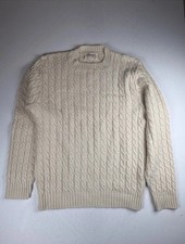 Vintage Lord Jeff Sweater Mens Large Ivory Cable Knit USA Made 90s