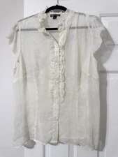 I. N. studio Sheer Ruffle top Women’s XL sheer With Flutter Sleeve Whimsy Fairy