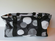 MINT  Thirty-One Gifts Medium Utility Tote 18" x 9" Gray Mod Dot-Circles