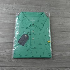NEW Masters Tech Polo Shirt Mens XXL 2XL Green All Over Print Stretch 2023 NWT