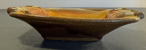VTG MCM USA Ashtray California Ceramic Pottery Orange Brown Glaze 4.5” X 6” - Picture 4 of 8