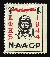 NAACP - 1944 Christmas Poster Stamp - WW 2 - Season Greetings- Soldier