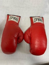 Vintage 1980s Everlast Leather Boxing Gloves 14 oz Made in USA Red Model 2214