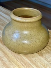 Mint 4.25 Grueby Pottery Vase In An Unusual Olive Green Glaze. Arts And Crafts