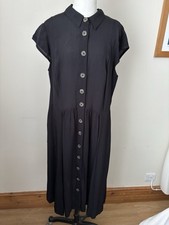 Monsoon Black Capped Sleeve Flared Shirt Dress Uk 18 NWT Smart Office Occasion