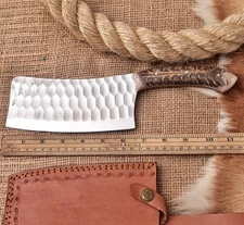 HIGH POLISH CARBON STEEL FORGED BLADE CLEAVER MEAT CHOPPER PINECONE HANDLE