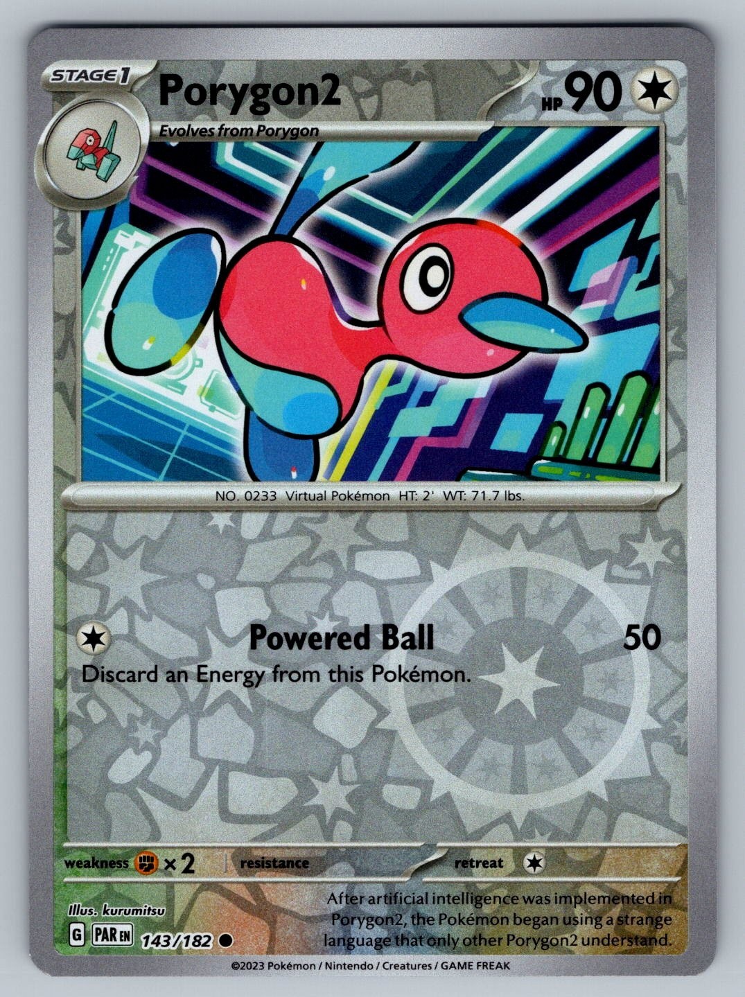Pokemon Paradox Rift Porygon2 143/182 Reverse Holo