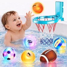 WootoySmart Light Up Bath Toys with Basketball Hoop 6 Pack