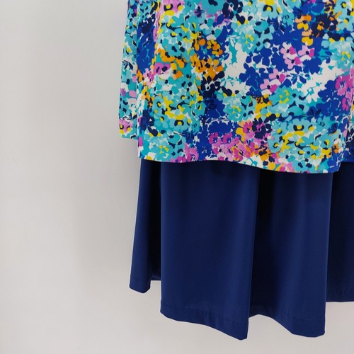 Maxine of Hollywood Swimsuit Skirt Size 14 Blue Floral One Piece - Picture 7 of 15