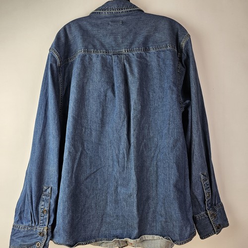 Life is Good Shirt LS L Blue Button Denim Business Casual Western Logo Mens - Picture 7 of 12