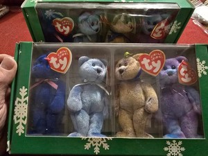 TY The Jingle Beanies Collection 2-Sets of 4 Clubby Edition Bears Christmas- New
