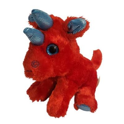Winkeez Ryna the Red Rhino Plush 2 Shiny Blue Horns Sparkly Blue Eyes RARE 6.5''