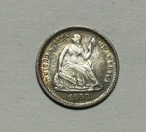 1868 SEATED LIBERTY HALF DIME XF-AU