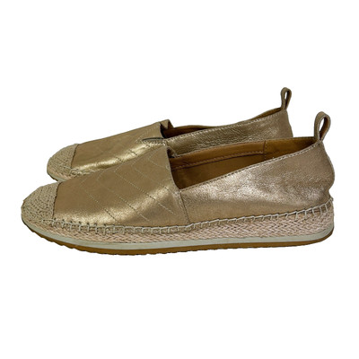 Crown Vintage Cadenne Metallic Gold Espadrilles Flats Slip on Shoes Woven sz 11