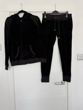 Juicy Couture Black Velour Tracksuit Size S Gold Hardware Fabulous Rare Find