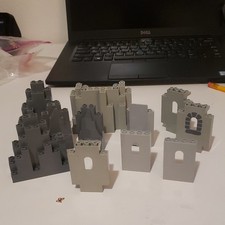 LEGO Printed Gray/Dark Gray Castle Wall Panel Lot w/ Arched Windows 11 pcs