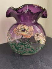 Legras - Grand Vase Bourse Émaillée - Décor De Pavots - Art Nouveau 