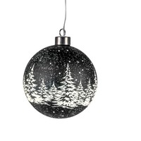 LED HäNgedeko Kugel Frosty Winterwald Schwarz ⌀ 12Cm Aus Glas Mit Timer Formano