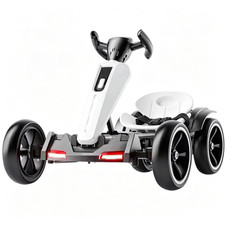 12V Foldable Kids Pedal Go Kart Adjustable Seat EVA Wheels Ride On Toy White3-6Y