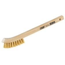 Forney 7-3/4 In. Curved Wood Handle Wire Brush with Brass Bristles 70490 Forney