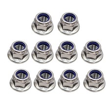 M12x1.75mm DIN6926 Flange Nylon Lock Nuts 10 Pack 304 Stainless Steel Hex Loc...