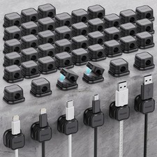 48 Pack Magnetic Cable Clips - Adhesive Cord Organizers for USB Phone Cables,