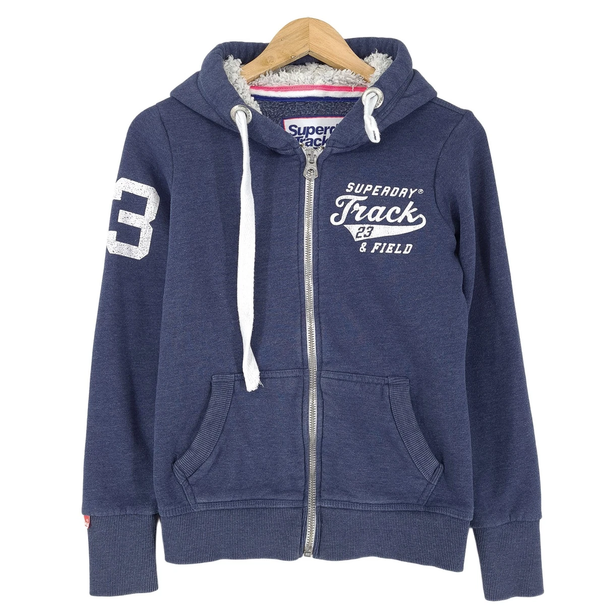 Pull à Capuche Superdry Femme – Bleu, Taille L – Mélange Coton, Occasion