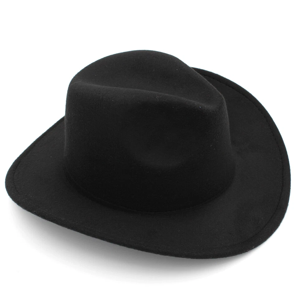 Niños Niños Niñas Fieltro Vaquero Sombrero Mezcla Lana Niños Western Vaquera Gorra Talla XS Foto 4 de 4