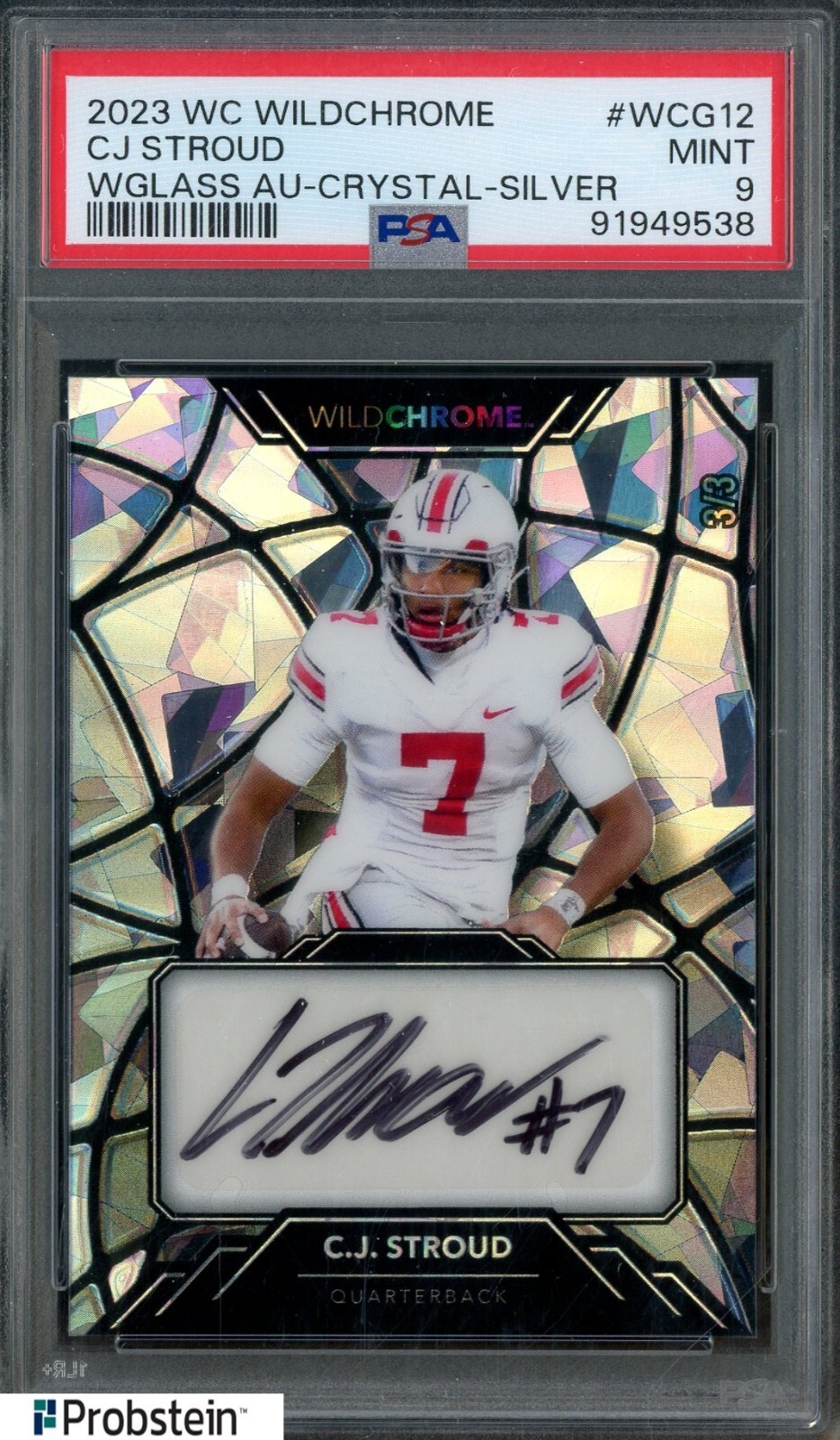 CJ Stroud Wild Card Wildchrome Draft Wildglass Autographs #WCG12 Crystal Holographic-Silver