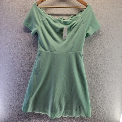 NEW Mi Ami Mint Green Dress Large Short Sleeve Knee High Zip Back Francesca Poly